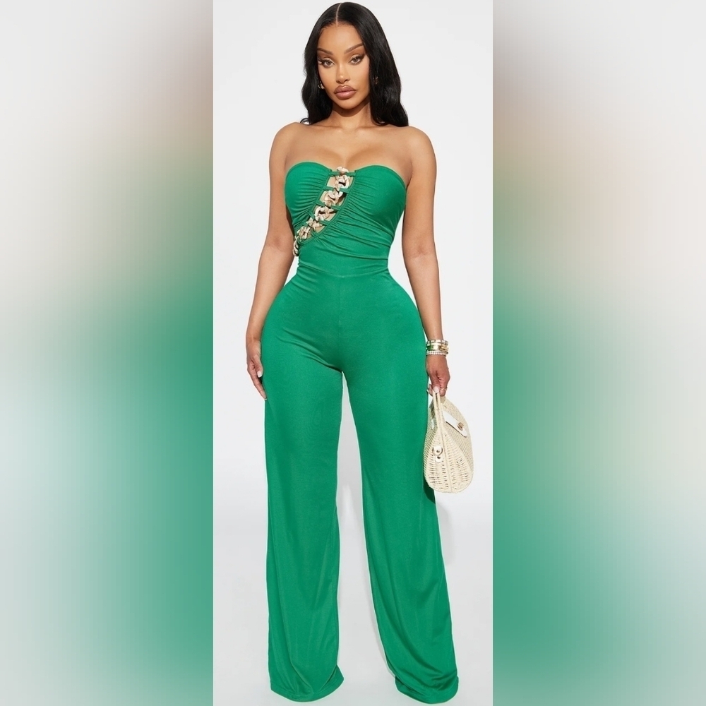 Stay For A Moment Chic Strapless Jumpsuit - Hunter Womens Size XL